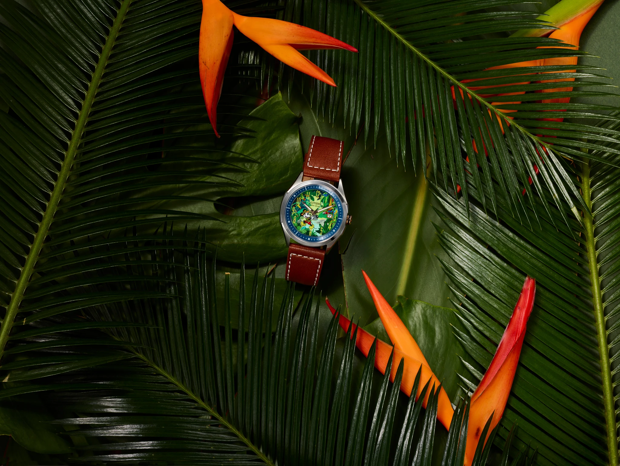 Mickey Mouse Explorer Green Dial Leather Strap AW1149-06W | CITIZEN